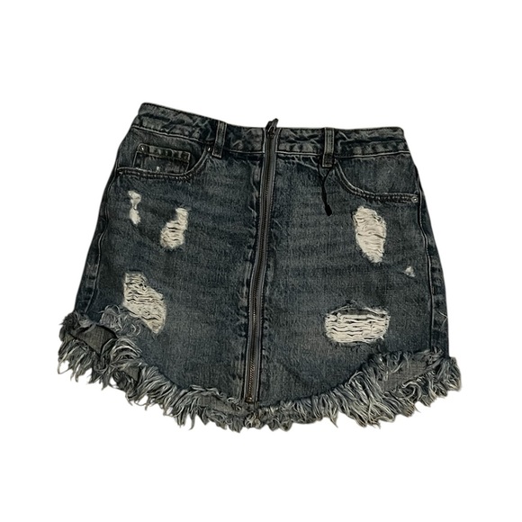 Distressed Denim Skirt - Picture 1 of 4